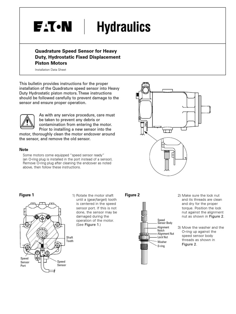 Quadrature Speed Sensor For Heavy Duty, Hydrostatic Fixed Displacement