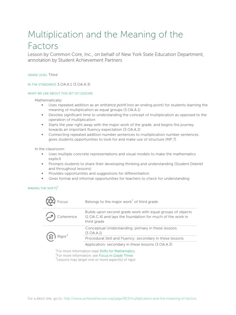 Mult and The Meaning of Factors Final06 24 14 | PDF | Common Core State ...