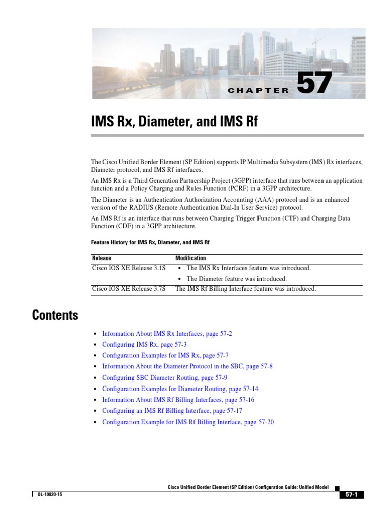 Configuring IMS Rx and Diameter Interfaces | PDF | Ip Multimedia ...