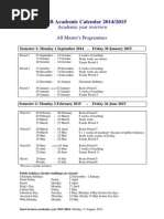 FEB Academic Calendar 2014/2015: Academic Year Overview All Master's Programmes