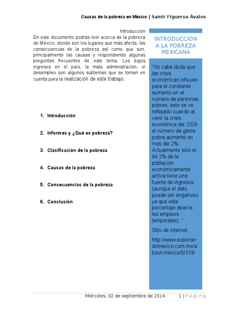 Causas de La Pobreza en México | PDF | Pobreza | Pobreza e indigencia
