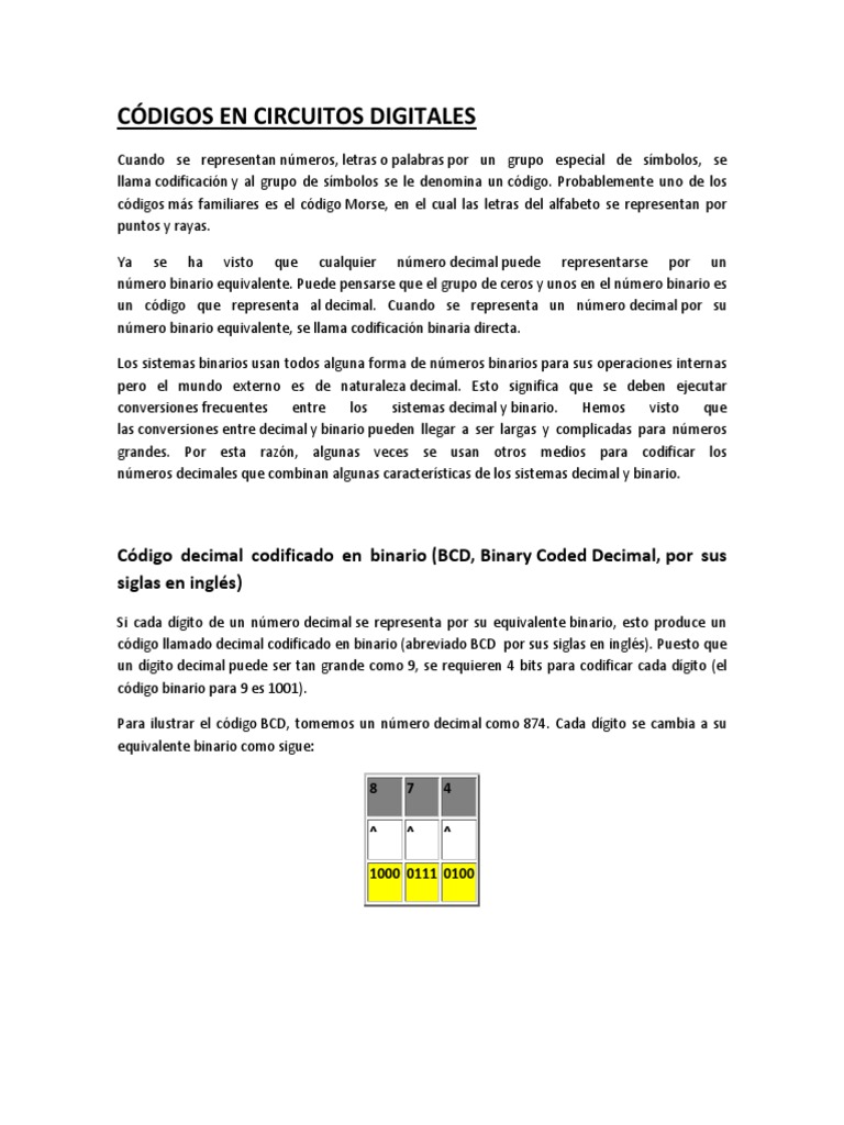 Códigos Digitales en Circuitos | PDF