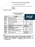 Examene - Drept - 02.06-29.06 - Anul I ID 2013 2014