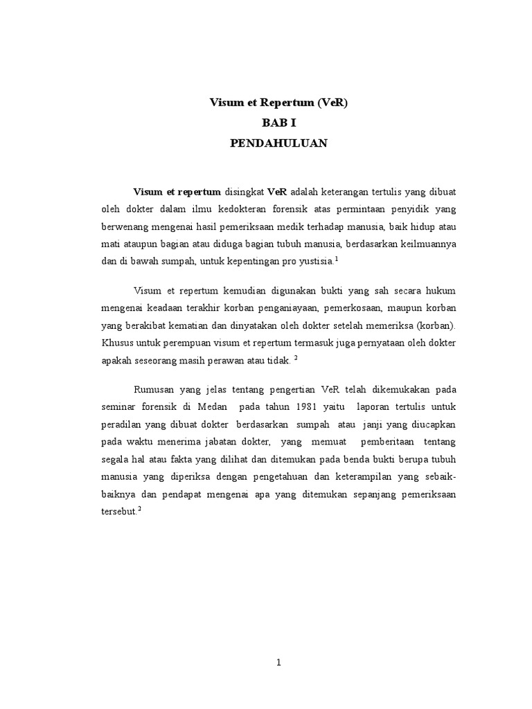 Visum Et Repertum Ver Bab I Pendahuluan