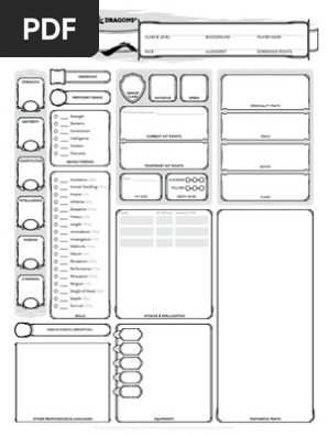 dungeons dragons 5th edition character sheet 3 pages pdf dungeons dragons role playing games