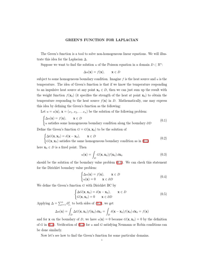 Greens Functions Green's Function Differential Equations