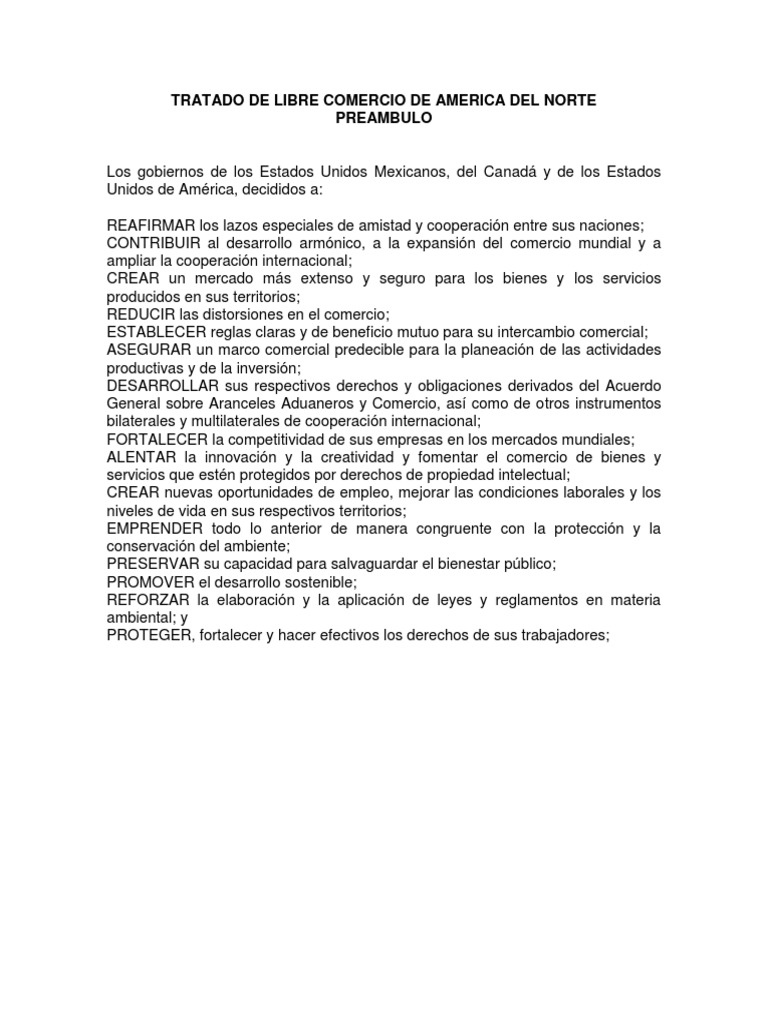 Tratado de Libre Comercio de América del Norte | PDF | Tratado de Libre ...
