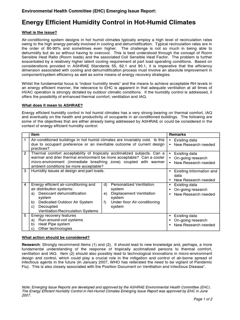 Energy Efficient Humidity Control in HotHumid Climates Air