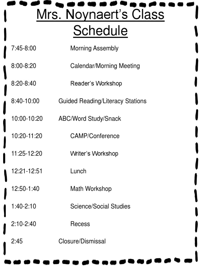 PC Daily Schedule | PDF | Language Arts & Discipline