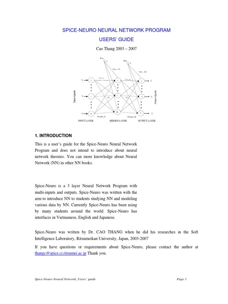 Spice Neuro Guide English | PDF | Artificial Neural Network | Areas Of ...