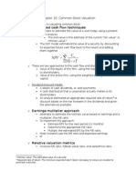 Chapter 10: Common Stock Valuation o Discounted Cash Flow Techniques