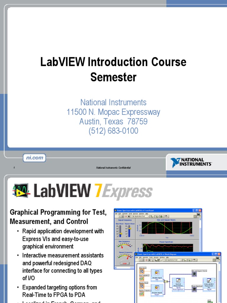 Labview Introduction Course Semester: National Instruments 11500 N ...