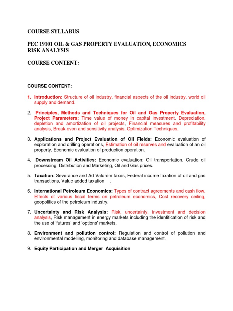 Oil & Gas Property Evaluation Course | PDF