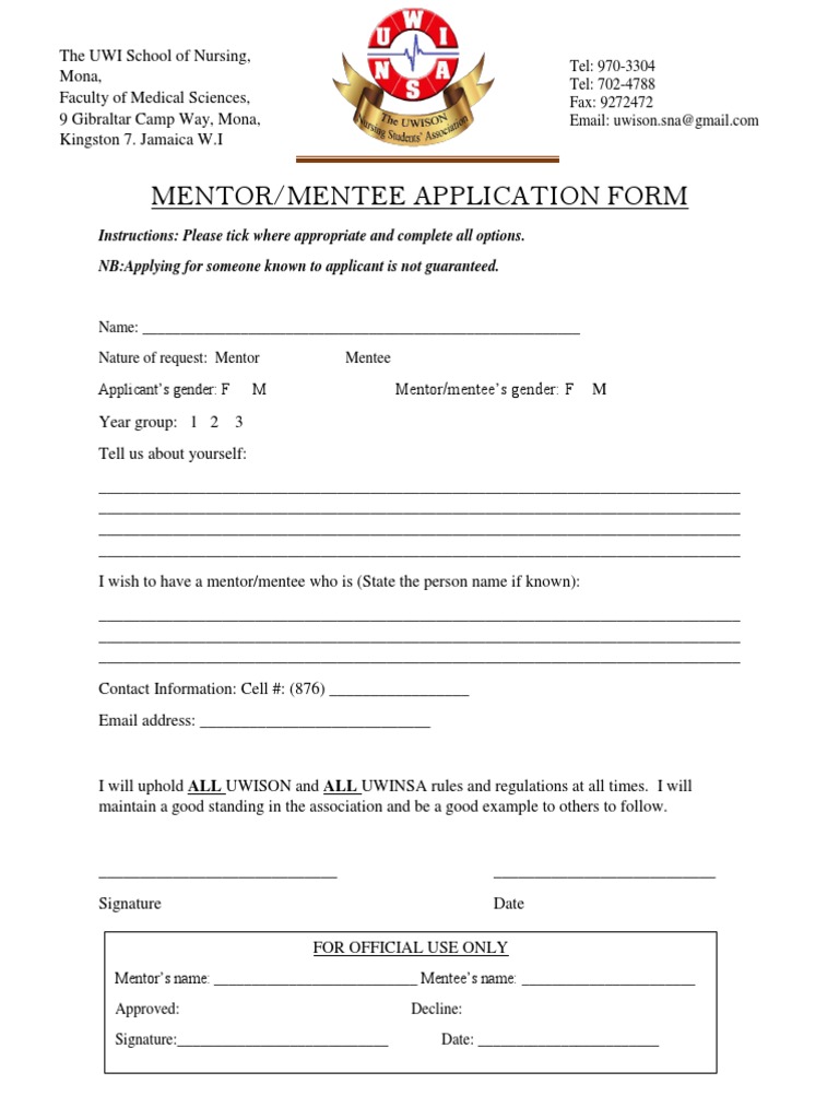 Mentor/Mentee Application Form | PDF