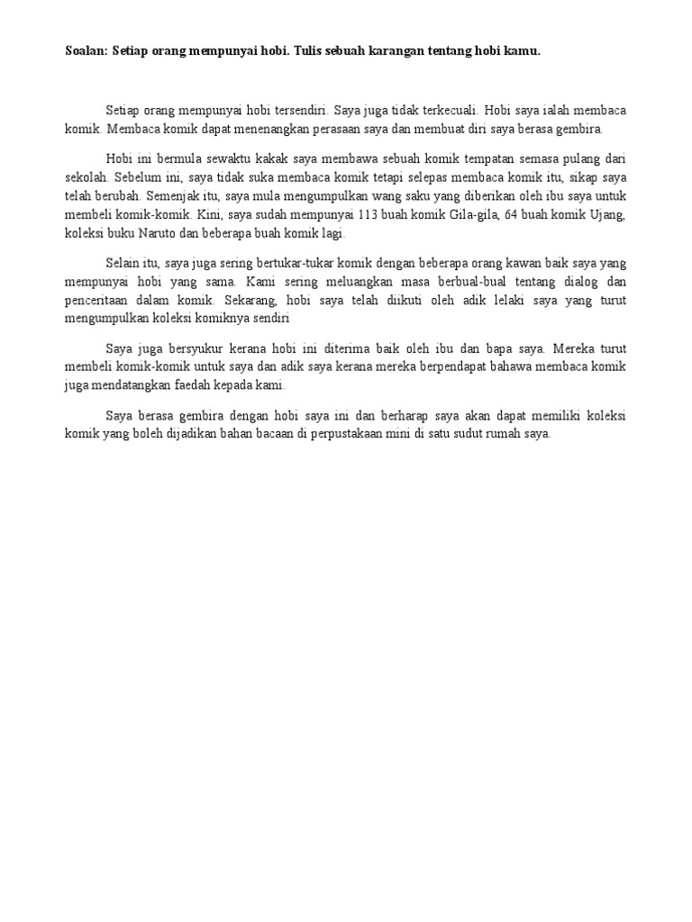 Contoh Karangan Hobi Pdf
