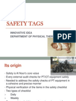 Safety Tags: Innovative Idea Department of Physical Therapy