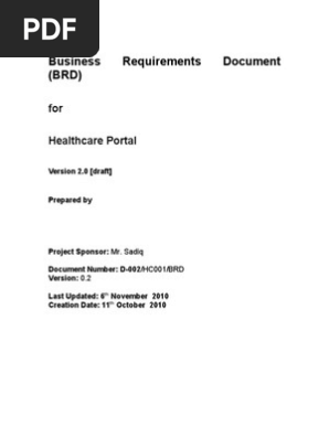 Healthcare Project BRD 