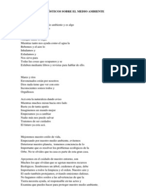 Acrosticos Sobre El Medio Ambiente Movimiento Internacional De La Cruz Roja Y De La Media Luna Roja Agitacion