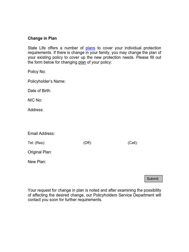Change in Plan: Plans | PDF
