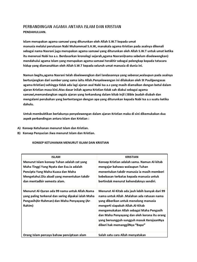 Perbandingan Agama Antara Islam Dan Kristian Pdf