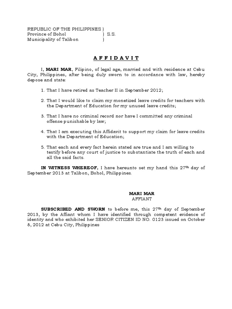 affidavit offense