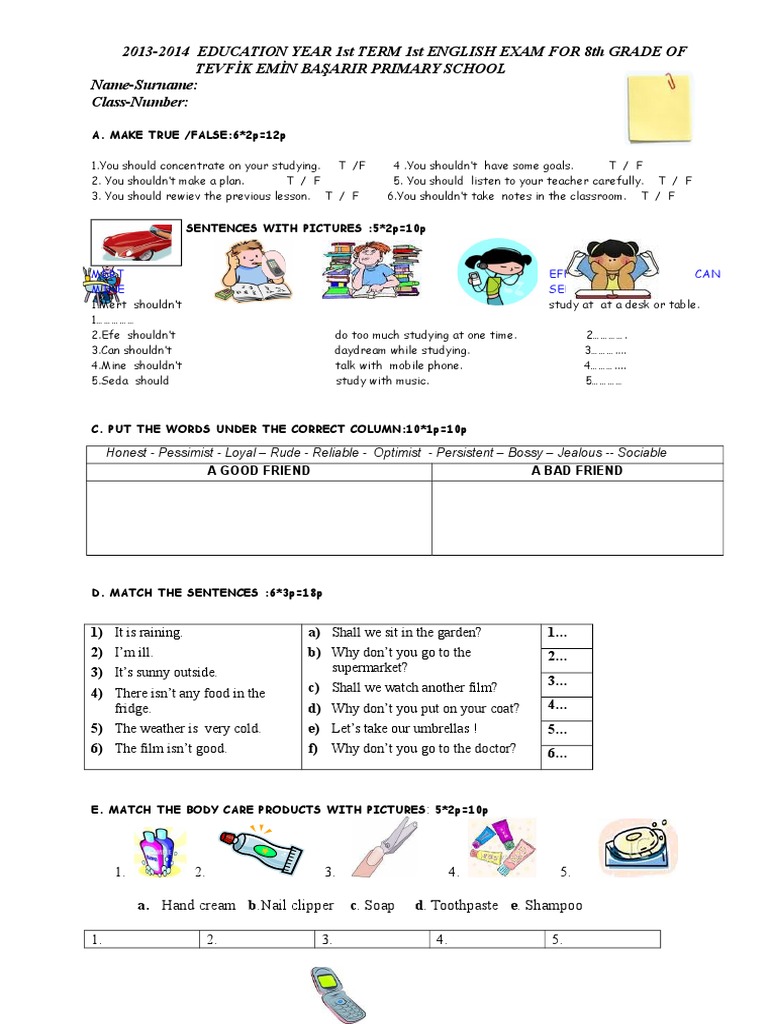 8th Grade English Exam Questions | PDF