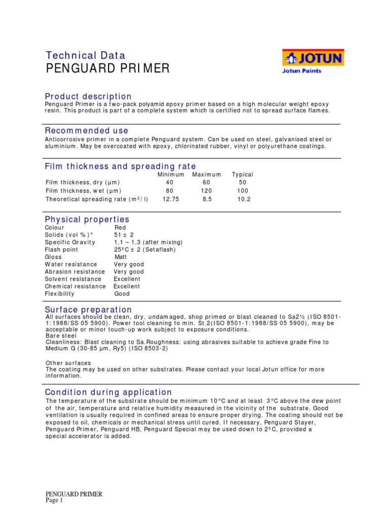 Penguard Primer Datasheet " Azadjotun" PDF Epoxy Paint