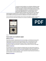 En El Ohmímetro Analógico Se Muestra El Valor de Medición Con Un Indicador en Diferentes Escalas para Los Diferentes Rangos de Medición