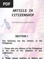 Article Iv Citizenship: 1987 Philippine Constitution