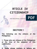 Article Iv Citizenship: 1987 Philippine Constitution