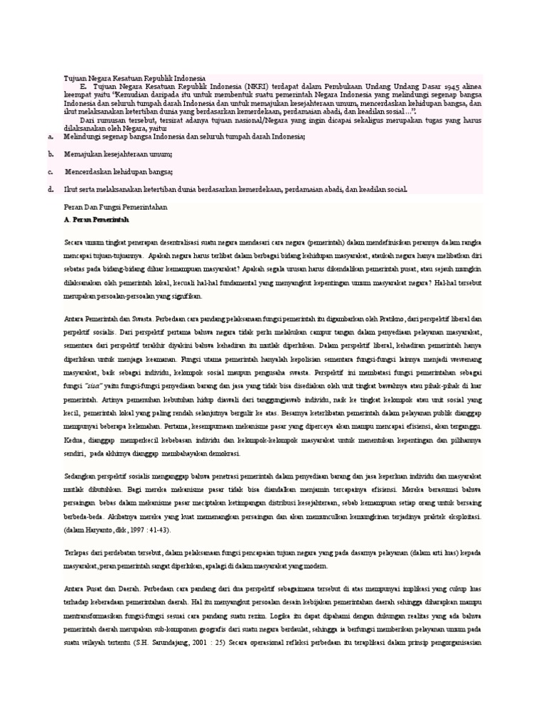 Tujuan Negara Kesatuan Republik Indonesia