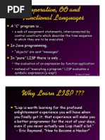 Imperative, OO and Functional Languages: A "C" Program Is