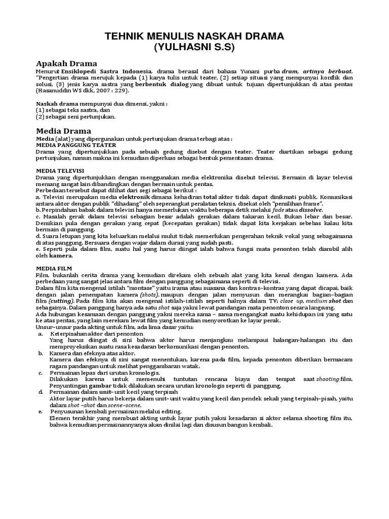 Tehnik Menulis Naskah Drama