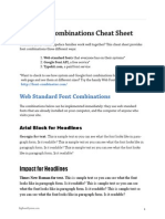 Web Font Combinations Cheat Sheet: Brand