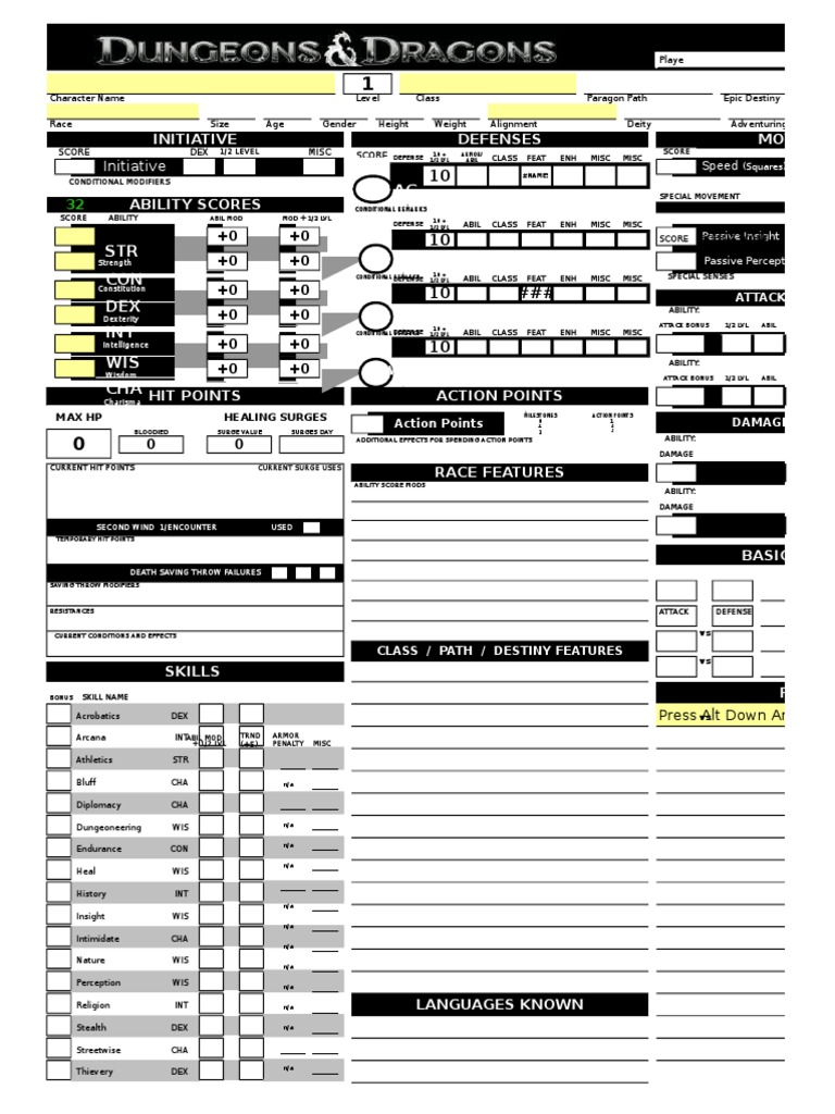 Character Sheet 23.7.6 | PDF | Fantasy Role Playing Games | Tsr, Inc.