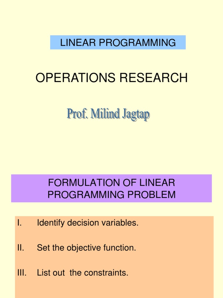define linear programming problem in operation research