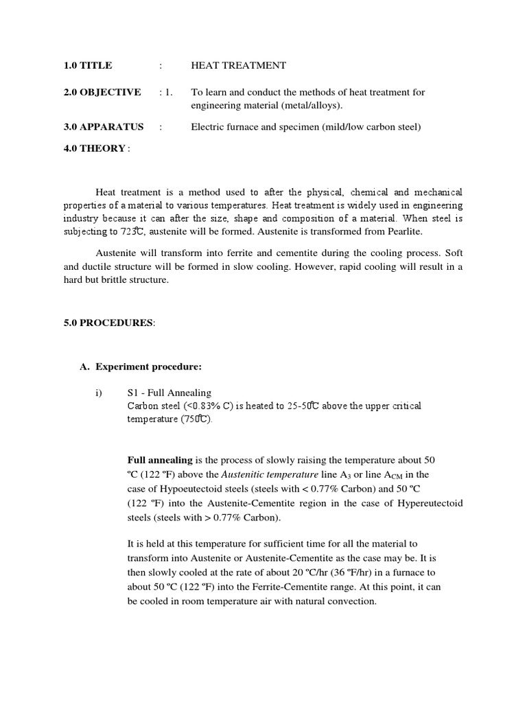 Report Heat Treatment Eng Lab 3 PDF Heat Treating Annealing