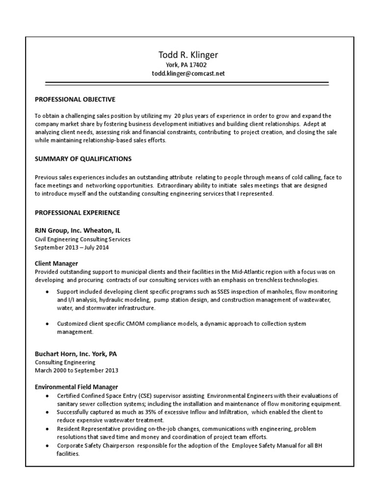 Business Development Representative Manager in York PA Resume Todd ...