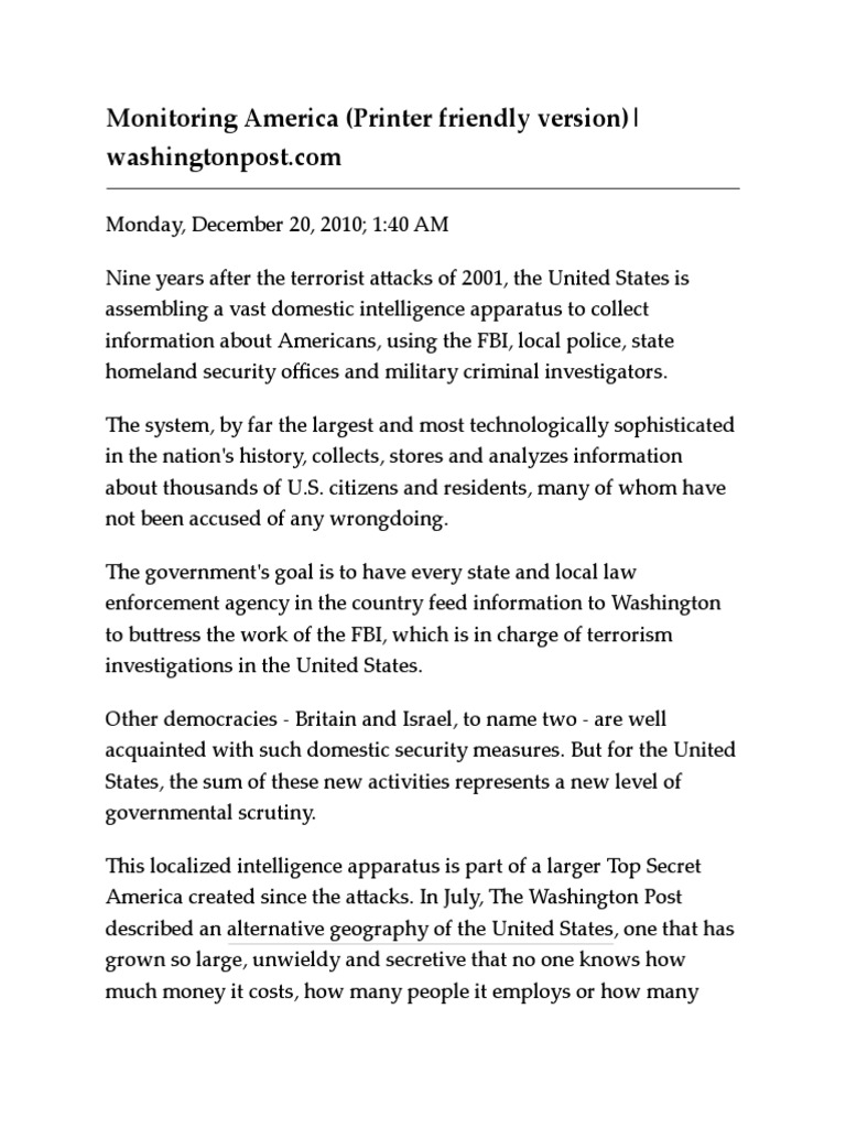 Monitoring America (Printer Friendly Version) PDF Public Safety