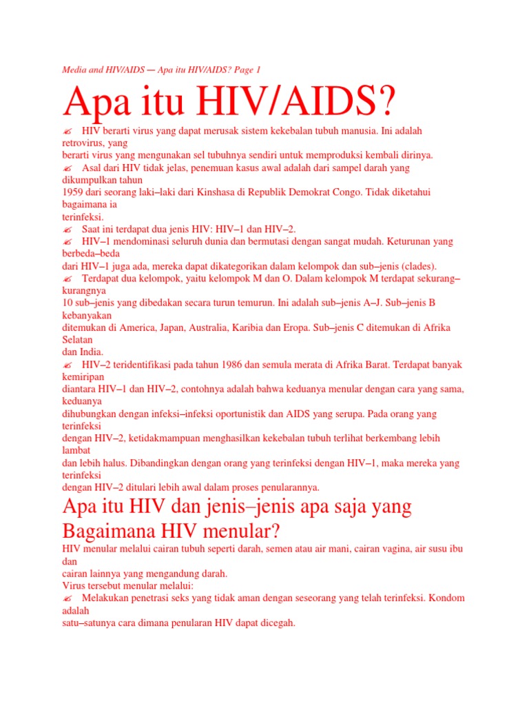 Virus Hiv Dalam Darah Boleh Dikenal Pasti Melalui Kaedah