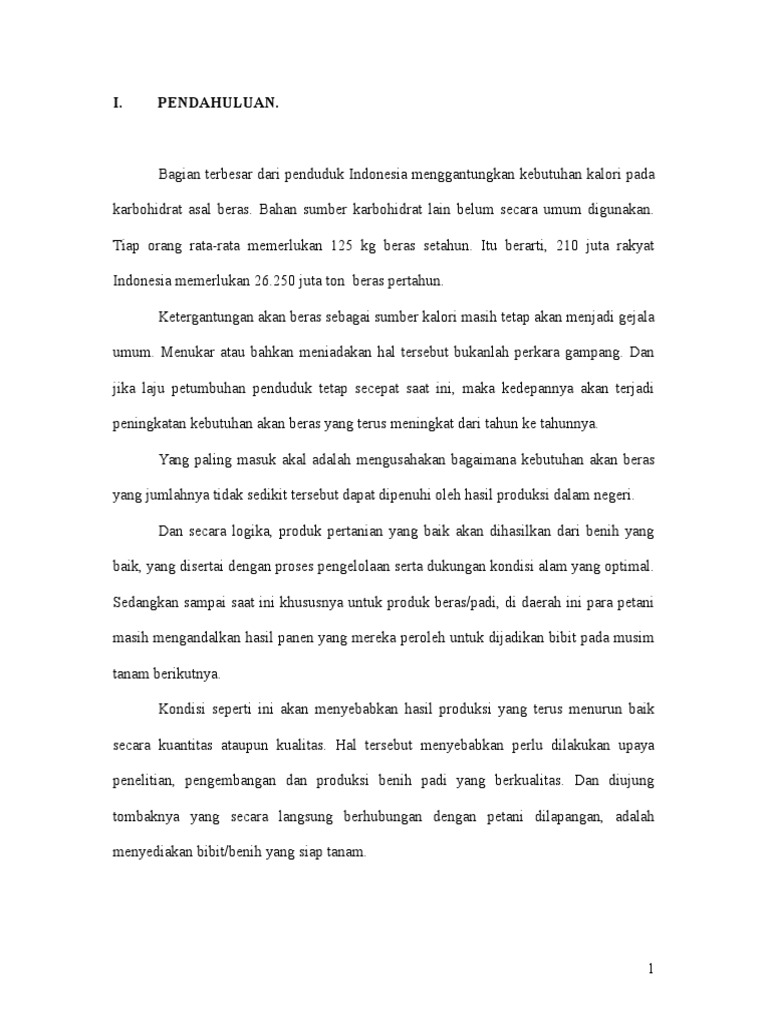 Contoh Proposal Usaha Benih Padi