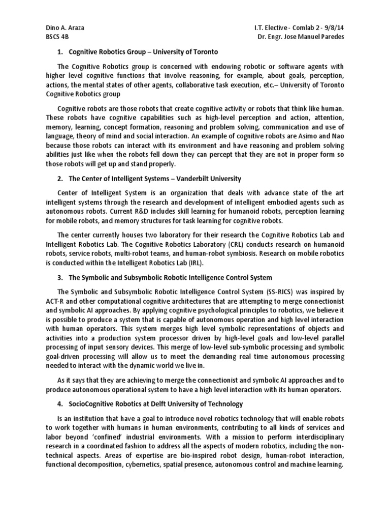 Advances in Cognitive Robotics Research | PDF | Artificial Intelligence ...