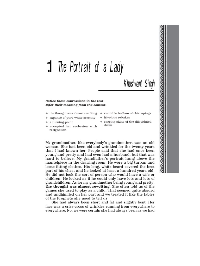 Ncert Class 11 English The Portrait Of A Lady Reading Comprehension Poetry
