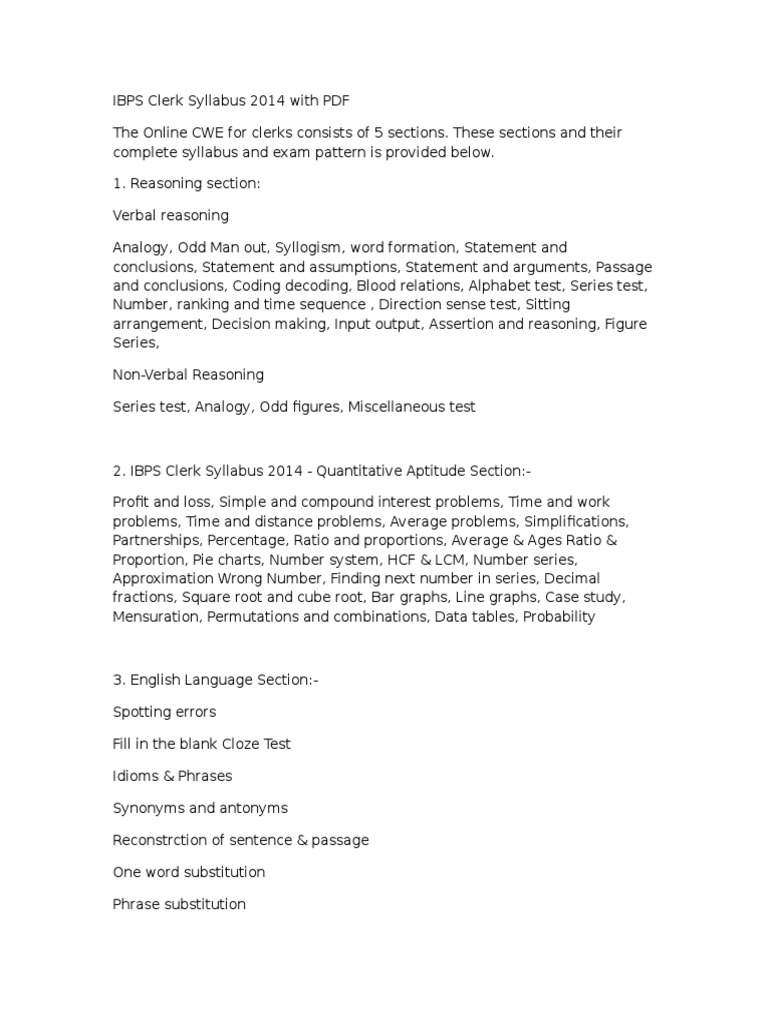Clerk Syllabus | PDF