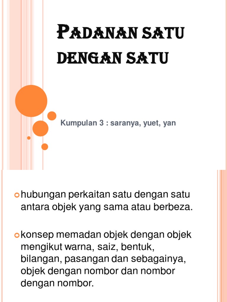 Padanan Satu Dengan Satu Pdf