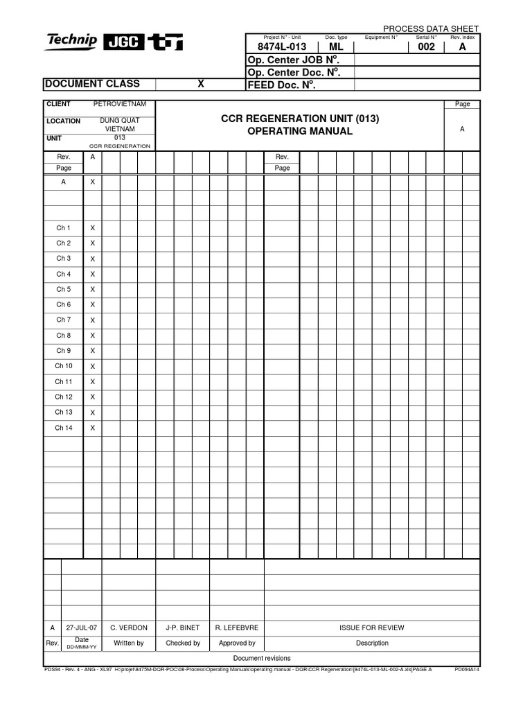 CCR Regeneration Unit Operating Manual | PDF