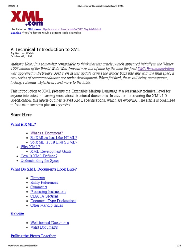 Technical X ML | PDF | Xml | Html Element