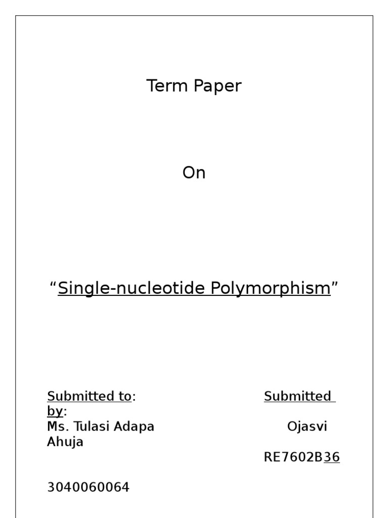 Understanding Single-Nucleotide Polymorphisms | PDF | Single Nucleotide ...