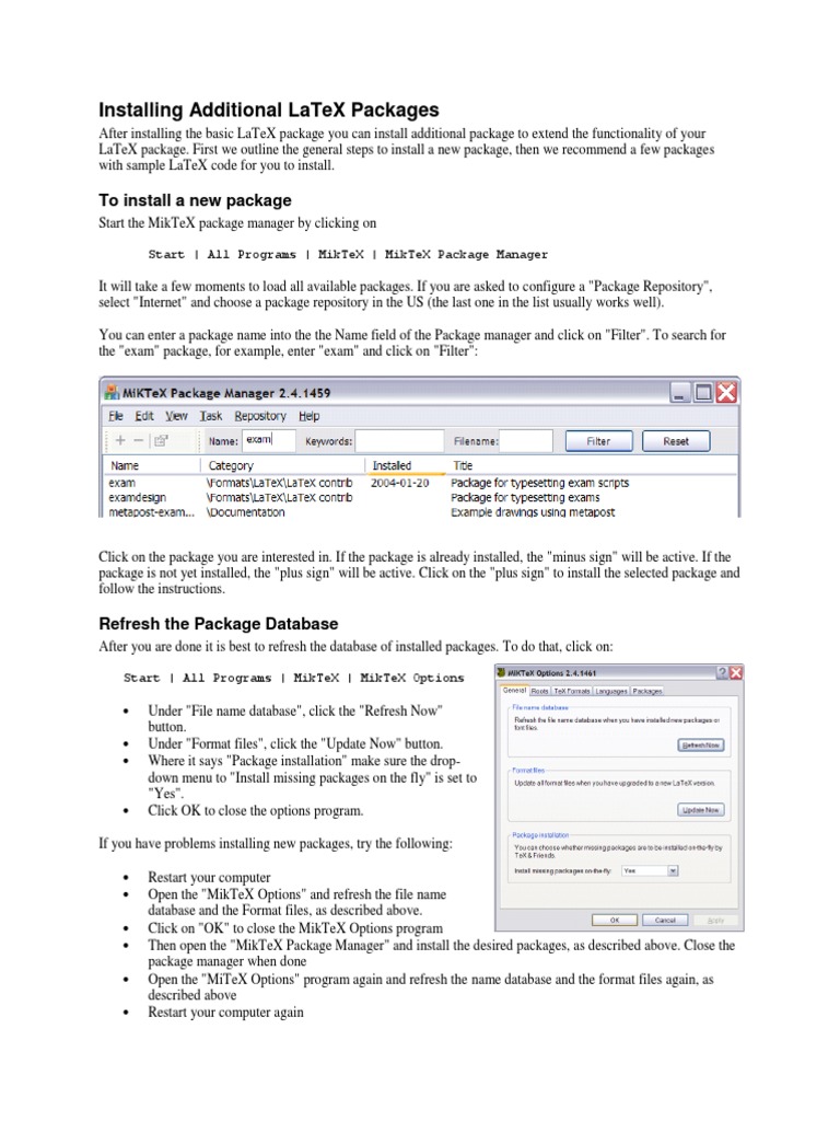 Installing LaTeX Packages Guide | PDF | File Format | Portable Document ...