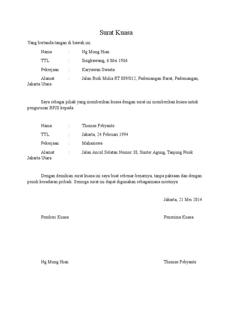 Surat Kuasa BPJS  PDF